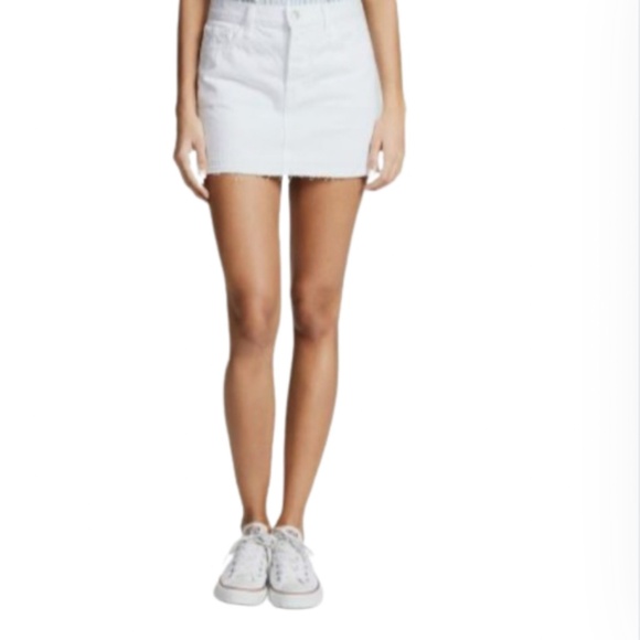J BRAND Skirt Bonny Denim White Raw Hem Button Fly Waist 27 - Picture 1 of 9